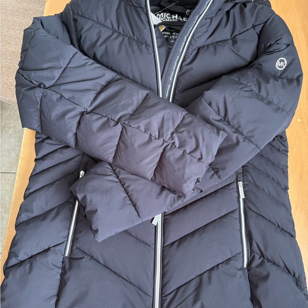 NWT -Michael Kors Black Quilted Hooded Puffer Jacket M